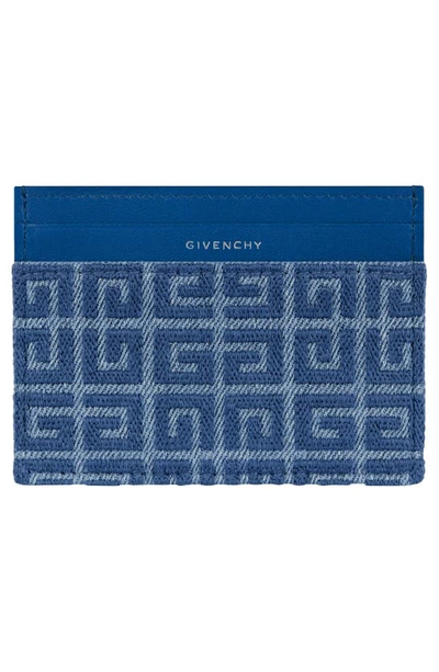 Shop Givenchy 4g Monogram Denim & Leather Card Case In Medium Blue
