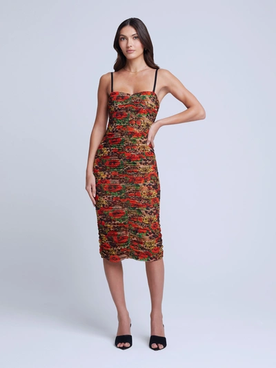 Shop L Agence Caprice Dress In Burnt Red Multi Rose Leopard