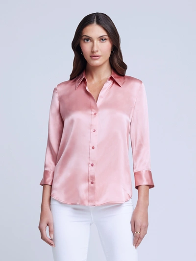 Shop L Agence Dani Silk Blouse In Pink Blush
