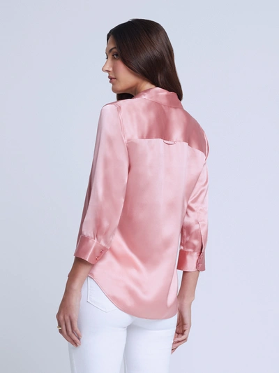 Shop L Agence Dani Silk Blouse In Pink Blush