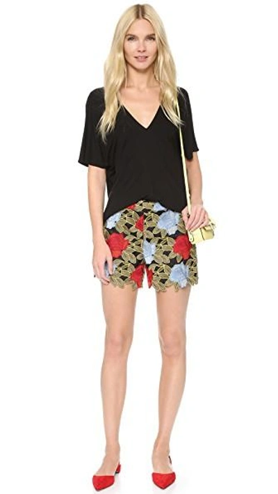Shop Alice And Olivia Amaris High Waisted Lace Shorts In Multi