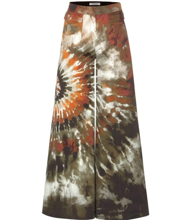 Shop Valentino Printed Wide-leg Cotton Trousers In Multicoloured