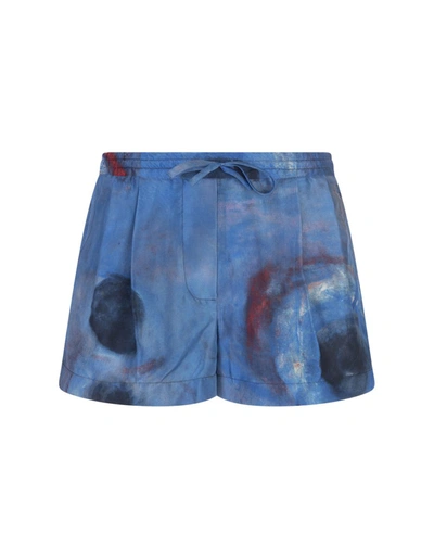 Shop Marni Shorts With Hole Print In Blue