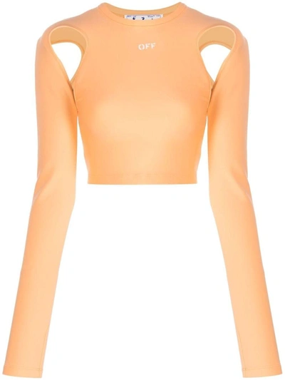 Shop Off-white Cropped Top In Orange