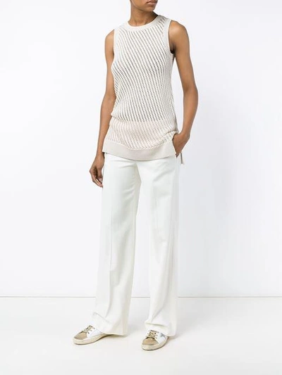 Shop Vince Sleeveless Mesh-stitched Top