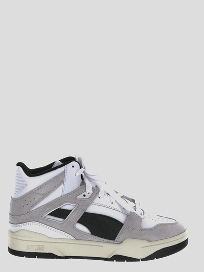 Shop Puma Sneakers In <p> White Sneaker In Leather With Suede Inserts