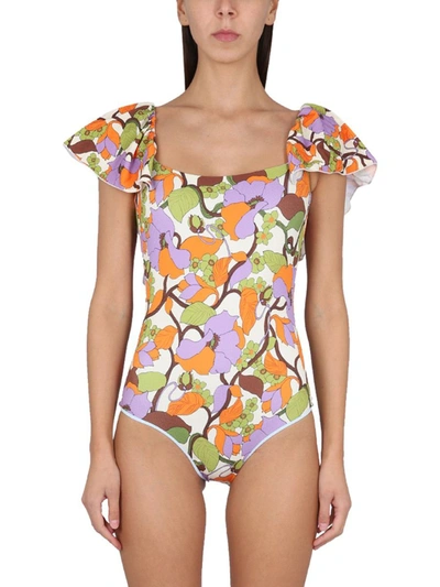 Shop La Doublej Scarlet One-piece Swimsuit In Multicolor