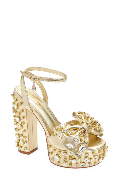 Shop Azalea Wang Maya Crystal Embellished Platform Sandal In Gold