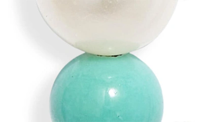 Poppy Finch Petite Cultured Pearl & Turquoise Threader Earrings In 14kyg