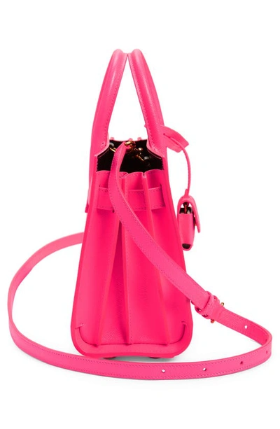 Shop Saint Laurent Nano Sac De Jour Neon Leather Top Handle Bag In Pink Glo/ Nero
