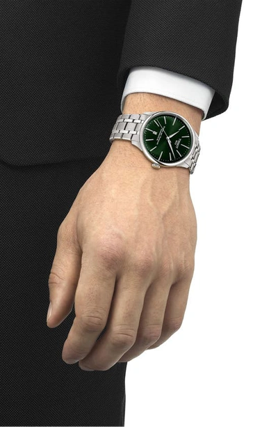 Tissot Men's Swiss Automatic Chemin Des Tourelles Powermatic 80 Stainless Steel Bracelet Watch 42mm In Steel/ Green