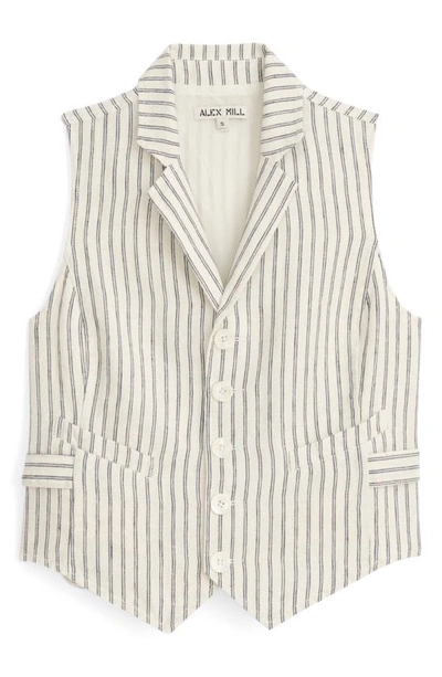 Shop Alex Mill Mathilde Stripe Linen Vest In Navy Double Stripe