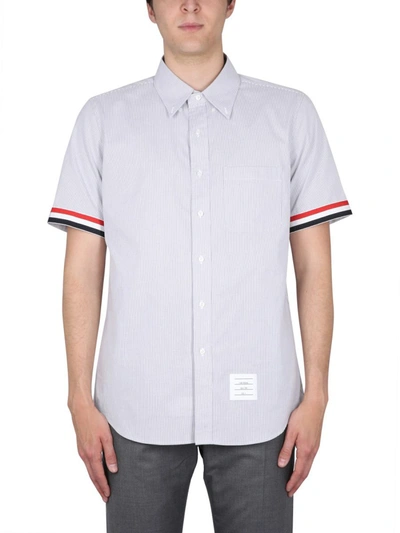 Shop Thom Browne Straight Fit Shirt In Grey