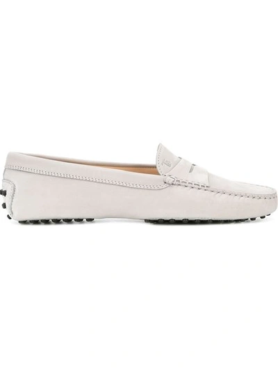 Tod's Gommino Leather Loafers In Grigio