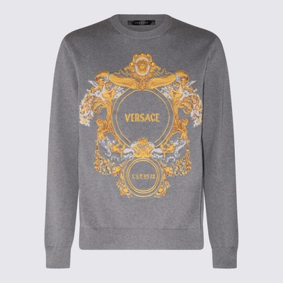Shop Versace Grey Cotton Logo Baroque Sweatshirt