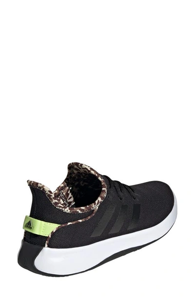 Adidas Originals Cloadfoam Pure Running Shoe In Black/ Black/ Pulse Lime
