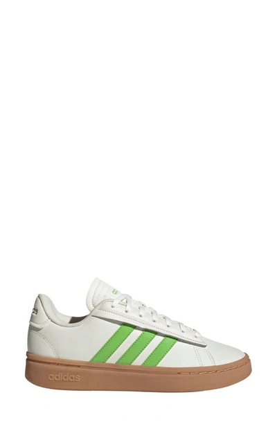 Adidas Originals Grand Court Alpha Tennis Sport Sneaker In Off White/lucid Lime/gum