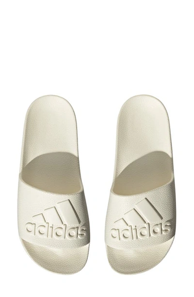 Adidas Originals Adilette Aqua Sportswear Slide Sandal In Off White/off White/off White