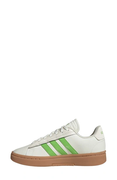 Adidas Originals Grand Court Alpha Tennis Sport Sneaker In Off White/lucid Lime/gum