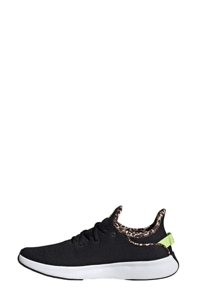 Adidas Originals Cloadfoam Pure Running Shoe In Black/ Black/ Pulse Lime