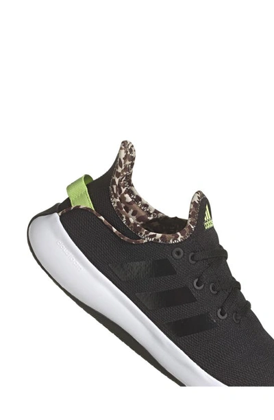 Adidas Originals Cloadfoam Pure Running Shoe In Black/ Black/ Pulse Lime