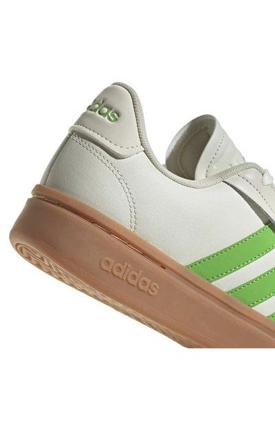 Adidas Originals Grand Court Alpha Tennis Sport Sneaker In Off White/lucid Lime/gum