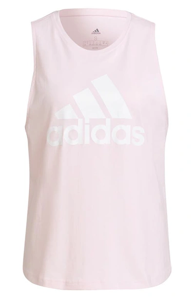 Shop Adidas Originals Sportswear Essentials Logo Cotton Tank Top In Clear Pink/ White