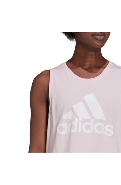 Shop Adidas Originals Sportswear Essentials Logo Cotton Tank Top In Clear Pink/ White