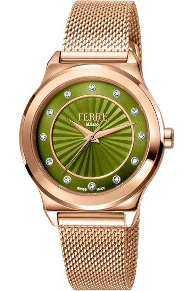 Shop Ferre Milano Women's Fashion 34mm Quartz Watch In Gold