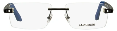 Longines Men's Rimless Eyeglasses Lg5006h 002 Matte Black/blue 55mm In Multi