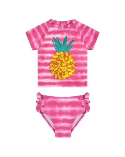 Shop Andy & Evan Rashguard & Swimsuit Set In Pink