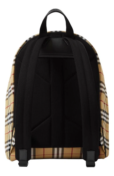 Shop Burberry Jett Check Canvas Backpack In Archive Beige
