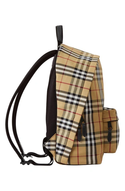Shop Burberry Jett Check Canvas Backpack In Archive Beige