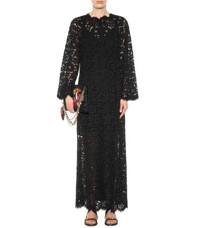 Shop Dolce & Gabbana Lace Maxi Dress In Black