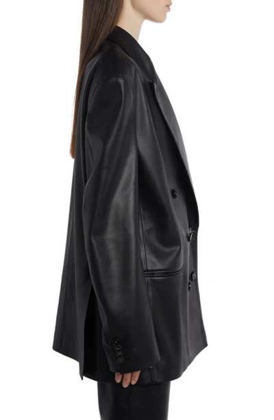 Shop Stella Mccartney Altmat Double Breasted Faux Leather Blazer In Black