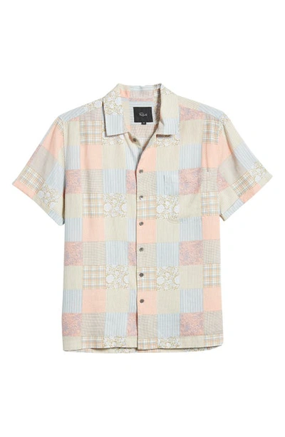 Shop Rails Moreno Patchwork Print Short Sleeve Linen Blend Button-up Shirt In Summer Patchwork