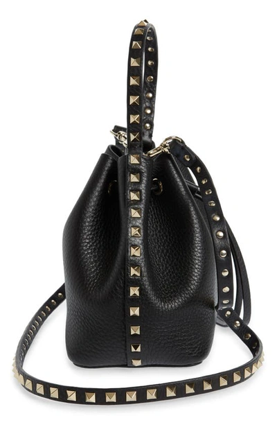 Shop Valentino Garavani Rockstud Leather Bucket Bag In Nero