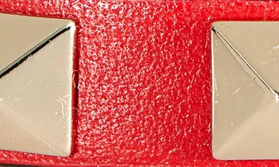 Shop Valentino Rockstud Leather Bracelet In Rouge Pur
