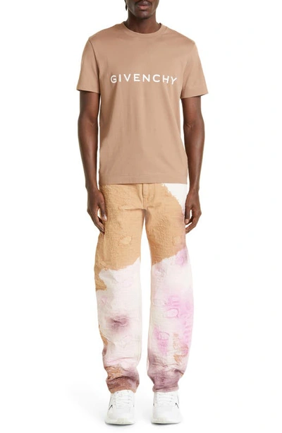 Shop Givenchy Logo Slim Fit Cotton T-shirt In Beige/ Camel