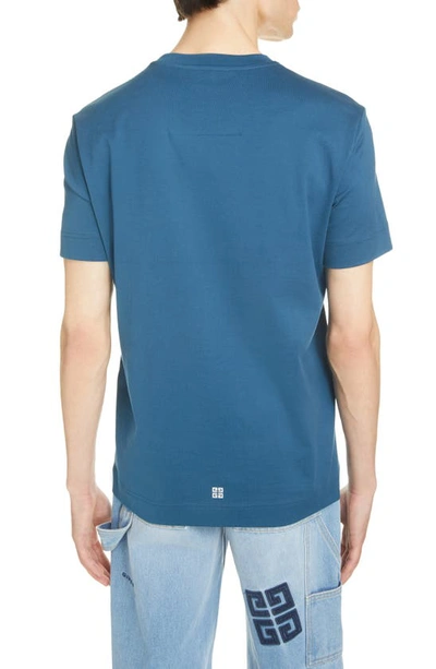 Shop Givenchy Logo Slim Fit Cotton T-shirt In Petrol Blue