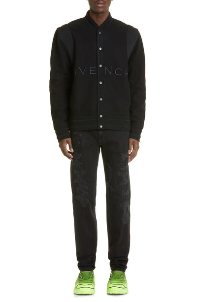 Shop Givenchy Logo Virgin Wool Bomber Jacket In Black