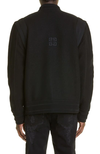 Shop Givenchy Logo Virgin Wool Bomber Jacket In Black