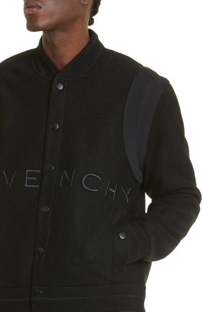 Shop Givenchy Logo Virgin Wool Bomber Jacket In Black