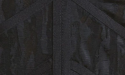 Shop Dion Lee Cross Strap Camoflauge Lace Corset In Black