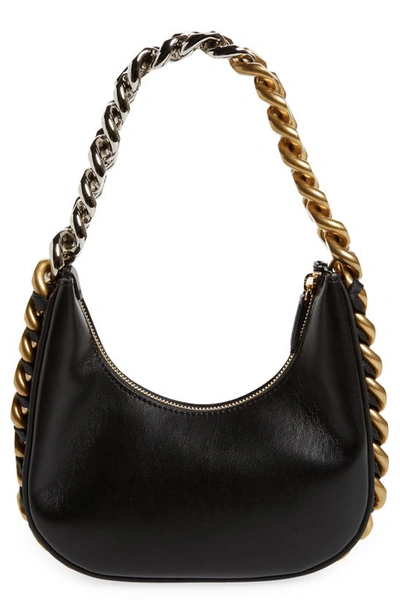 Shop Stella Mccartney Small Frayme Faux Leather Shoulder Bag In 1000 - Black
