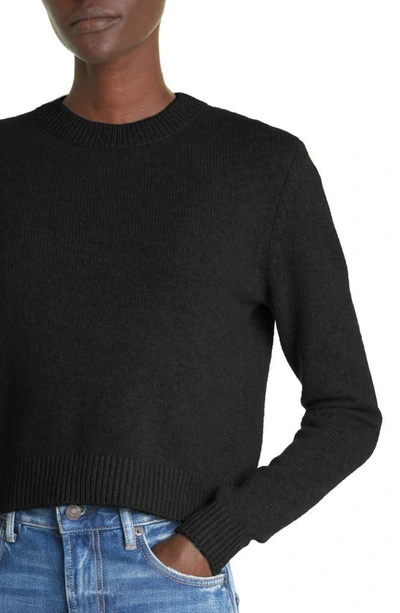 Shop The Elder Statesman Simple Crop Cashmere Sweater In Black