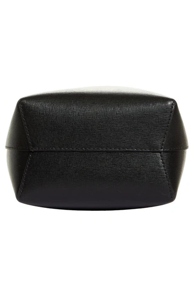 Shop Mansur Gavriel Mini Leather Bucket Bag In Black/ Flamma