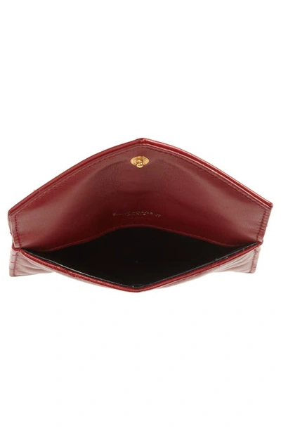 Saint Laurent Cassandre Envelope Flap Card Case In Rouge Opium