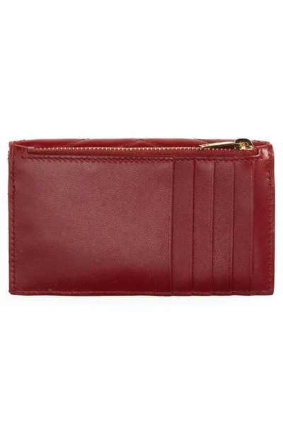 Saint Laurent Cassandre Envelope Flap Card Case In Rouge Opium