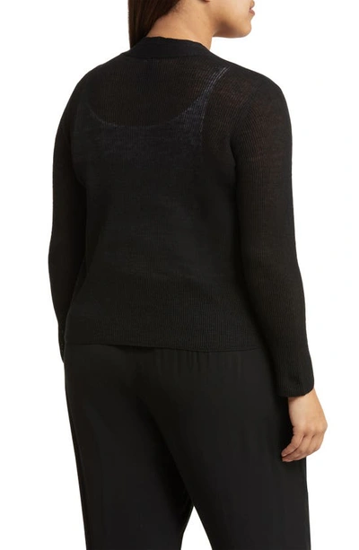 Shop Eileen Fisher V-neck Organic Linen & Cotton Cardigan In Black